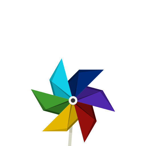 A icon version of the Pinwheel Web Development logo. This features a colorful pinwheel drawn with a flat style. It is at the bottom of the frame with a large amount of blank space at the top.
