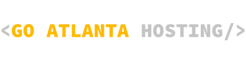 Go Atlanta Hosting logo. The words Go Atlanta are gold, and to the left the word Hosting is light grey. To the left of Go Atlanta is the symbol < which is light grey, and to the right of Hosting is the symbols /> also in light grey.